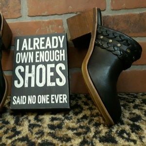 Sofft High Heel Mule Clog Boots Black Leather 8 M